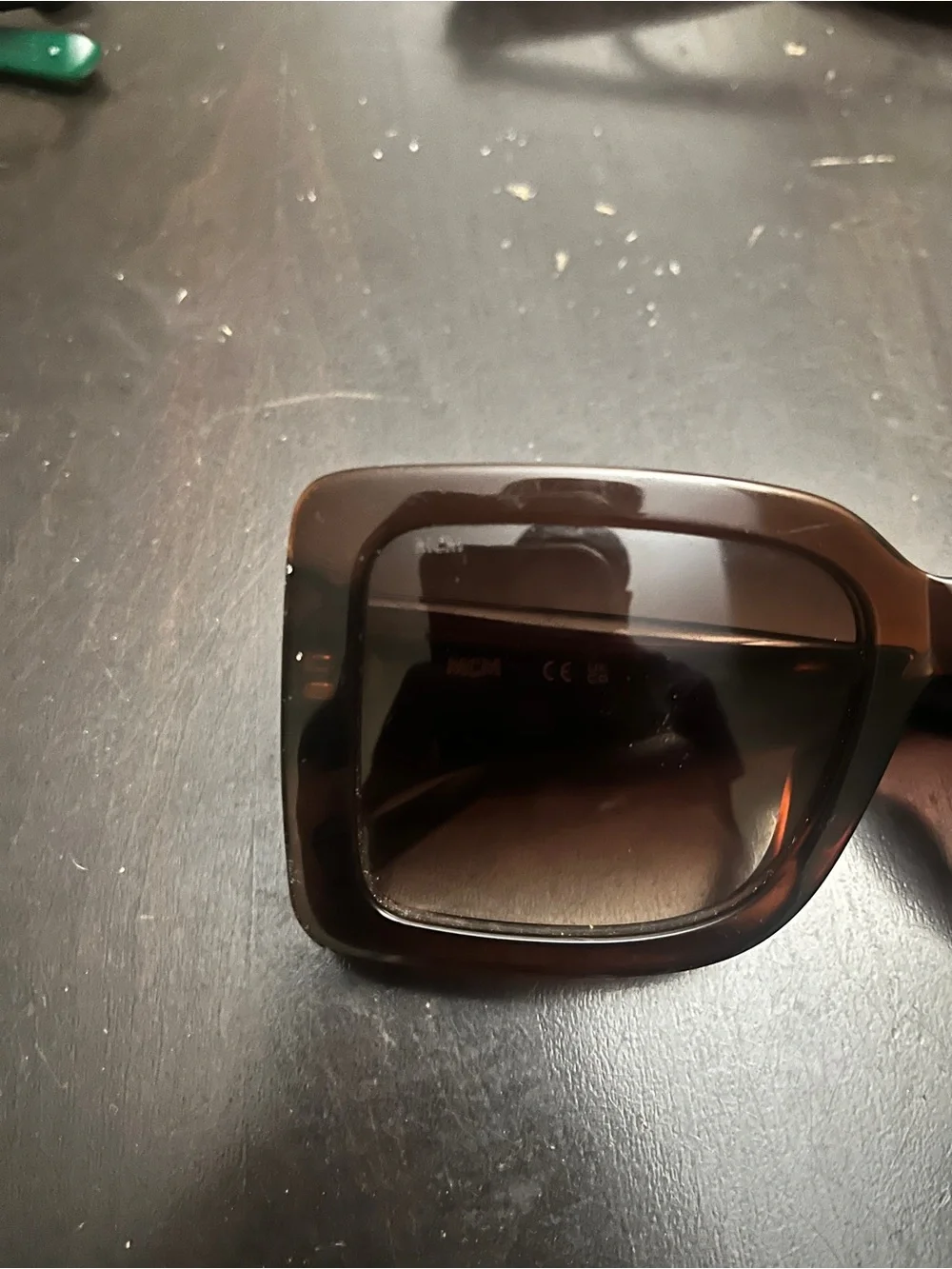 MCM Black Square Frames with Brown Monogram Temples